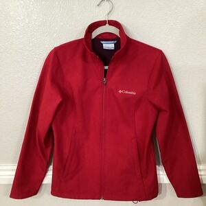 Columbia‎ Womens Red Softshell Jacket Fleece Lined Full Zip Size XS